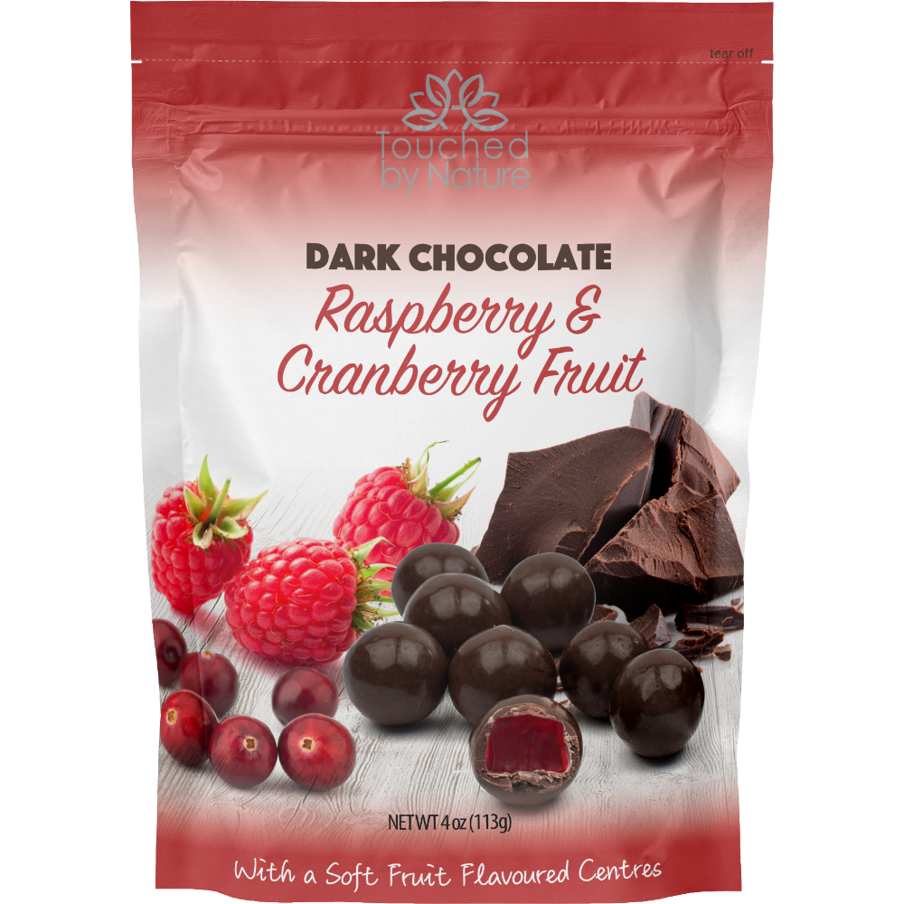 RASPBERRY & CRANBERRY - DARK CHOCOLATE COVERED SOFT FRUIT FLAVOURED CENTER